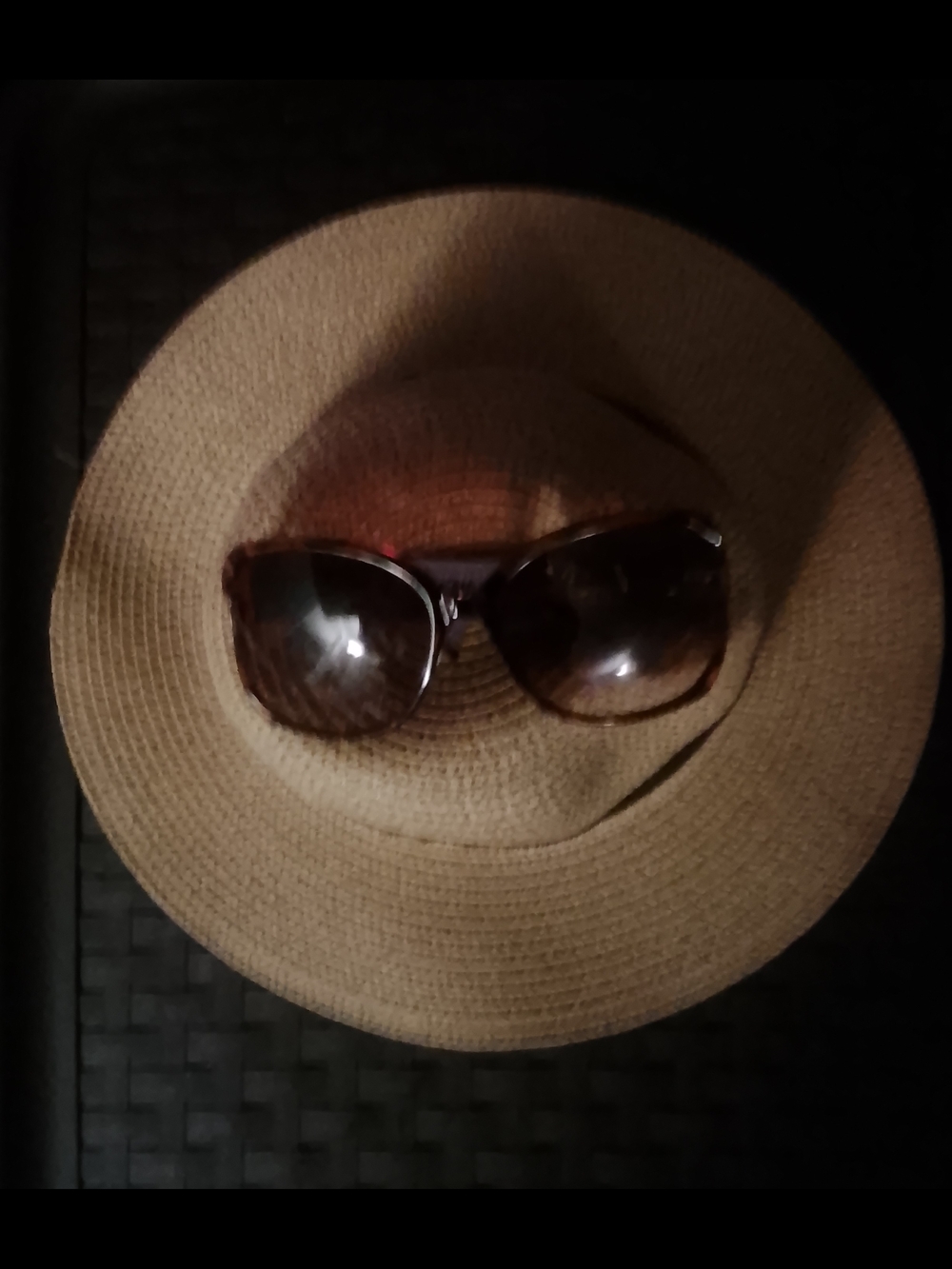 NIB Straw Sun Hat And Classic tortoiseshell round sunglasses